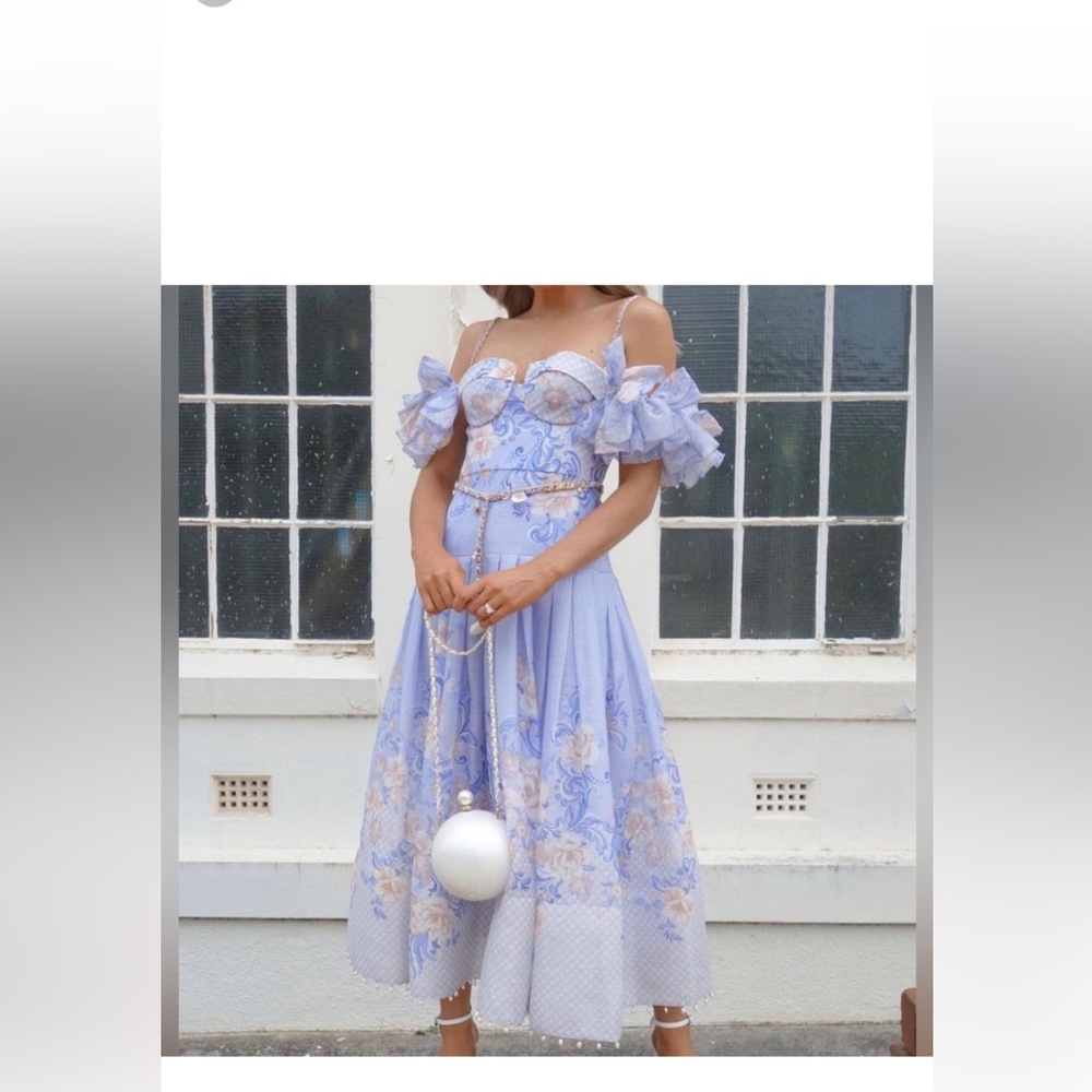 Zimmermann postcard bow bodice midi dress